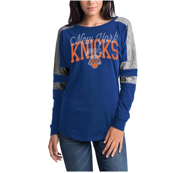 NY Knicks 5th & Ocean by New Era Blue Space dye Baby Jersey Long Sleeve sz XL - Picture 2 of 10